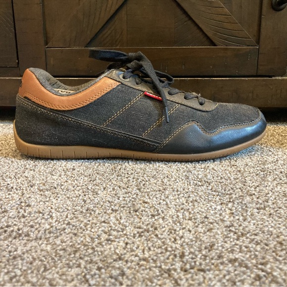 Levi Strauss Black Denim Sneakers Canvas Lace Up Boat Shoe Red Tab Men’s Size 13 - Picture 3 of 10